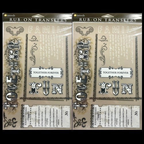 LOT OF 2 SETS DAISY D’S RUB-ON TRANSFERS IMAGES FAMILY FRAME TOGETHER FOREVER