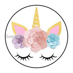 30 Unicorn Envelope Seals Labels Stickers 1.5″ Round flowers gold