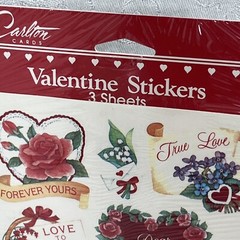 Vintage Stickers Carlton Cards Valentine Greeting Heart Flower Rose 3 Sheets New