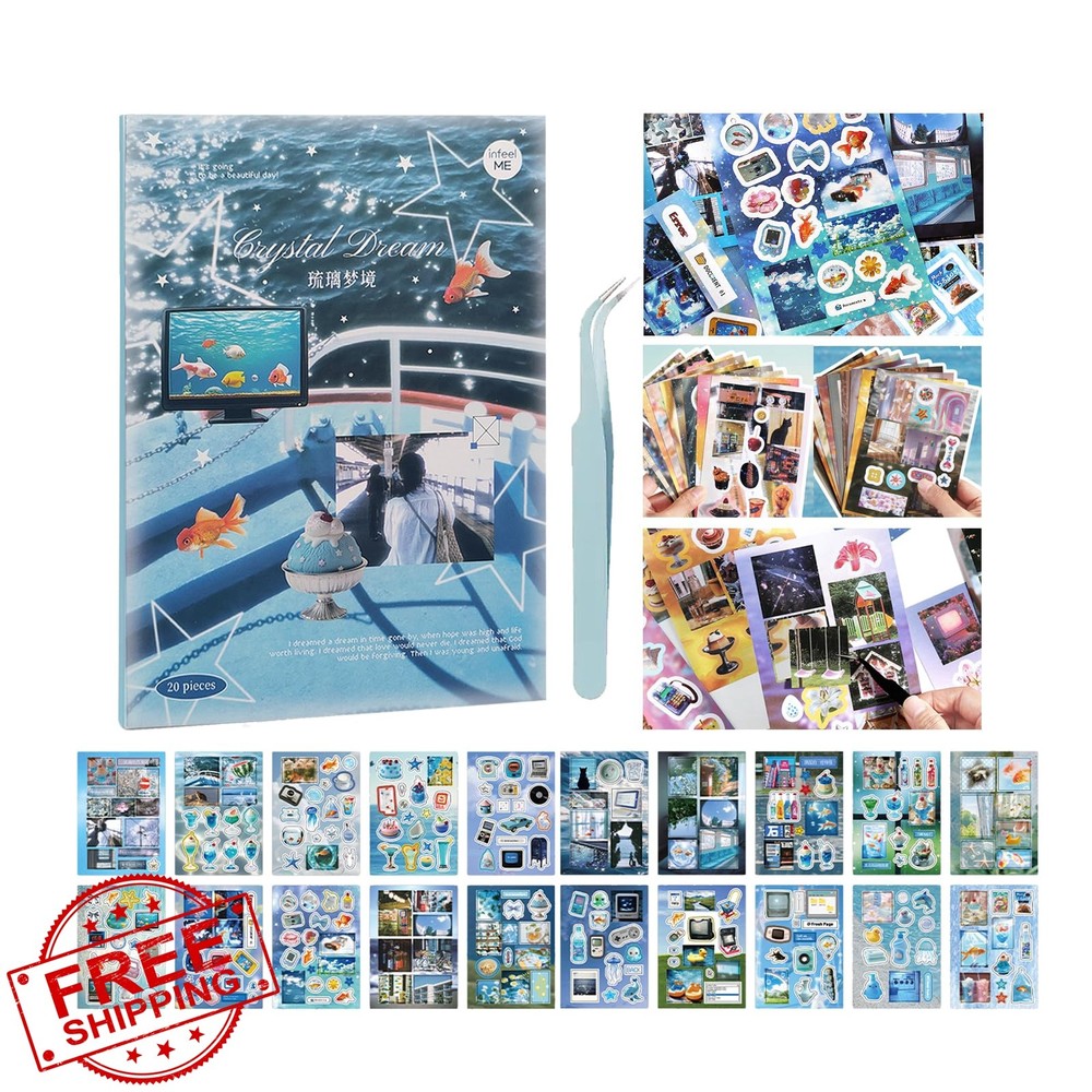 Teoippv Japanese Sticker Book Glass Dream 20 Sheets