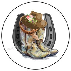 30 COWBOY HORSESHOE WESTERN ENVELOPE SEALS LABELS PARTY FAVORS STICKERS 1.5″