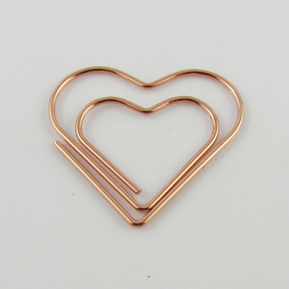 6pcs Rose Gold Love Heart Paper Clip Photo Clip 27x29mm Journal Scrapbooking etc