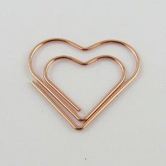 6pcs Rose Gold Love Heart Paper Clip Photo Clip 27x29mm Journal Scrapbooking etc
