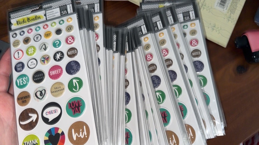 Lot Of 60 Vicki Boutin Color Kaleidoscope Puffy Stickers-Icon & Phrase