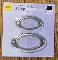 JoAnn Scrap Essentials Brushed Silver Oval Bookplates Frames 3D Scrapbook Crafts