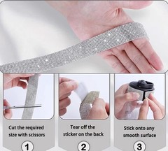 Self Adhesive Rhinestone Trim Tape Diamond Ribbon DIY Strips Width 0.45-3.1cm