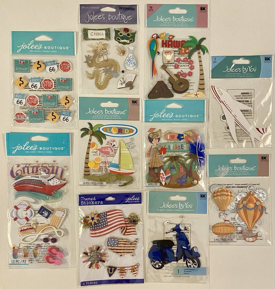 Lot of 10 Travel Related Jolee’s Boutique Stickers!