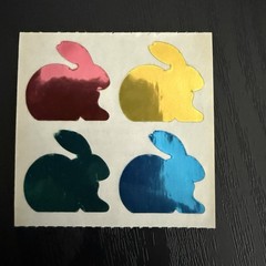 Vintage 1984 Stickers Mylar Foil Bunny Rabbit Small World Greetings 1984 NOS