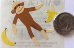 SOCK MONKEY Stickers(6pc)Mrs. Grossman’s•Animal•Toy•Stuffed Animal•Jungle•Climb•