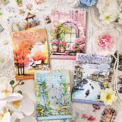 Glazed Tile House Fallen Flower Courtyard Sticker – 20 Sheets Waterproof PET Sc