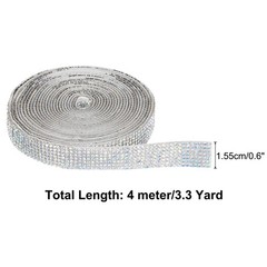 4 Yard 7 Rows Self Adhesive Crystal Rhinestone Ribbon Roll AB Color