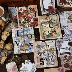 80/pk WHITE FLORAL Retro Scrapbook Accents Ephemera Stickers Art Junk Journal