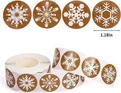 500 Snowflake Stickers, Self Adhesive Snow round Stickers for Christmas Label