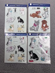 Vintage Decorcal Handpainted Cats Dogs Multi-Color Diary Sticker Decal Lot 4
