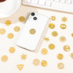 35 Pcs Gold Flower of Life Metal Stickers Sacred Geometry for Art DIY Crafts
