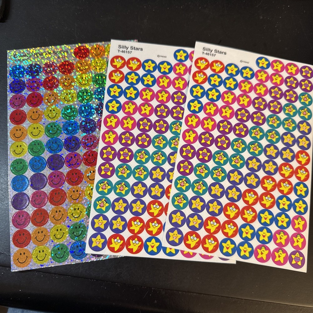 Vtg TREND Sparkle Smiles & Silly Stars Stickers-lot Of 3 Sheets