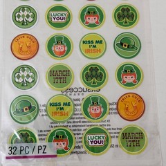 Sticko Stickers ST PAT’S KISS SEALS Irish St. Patrick’s Day 32 Pc Scrapbooking