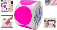 Vibrant 3 Inch Fluorescent Pink Circle Stickers – 500 Count for Easy Labeling