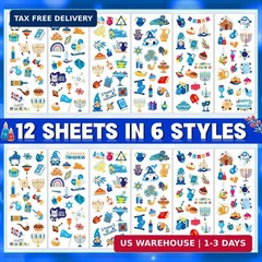 UPINS Happy Hanukkah Stickers, Foam 3D Puffy Stickers Dreidels Menorah Candles C