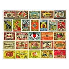 Vintage Label Art, Safety Matchbox Label REPRODUCTION Stickers, 1 Collage Sheet