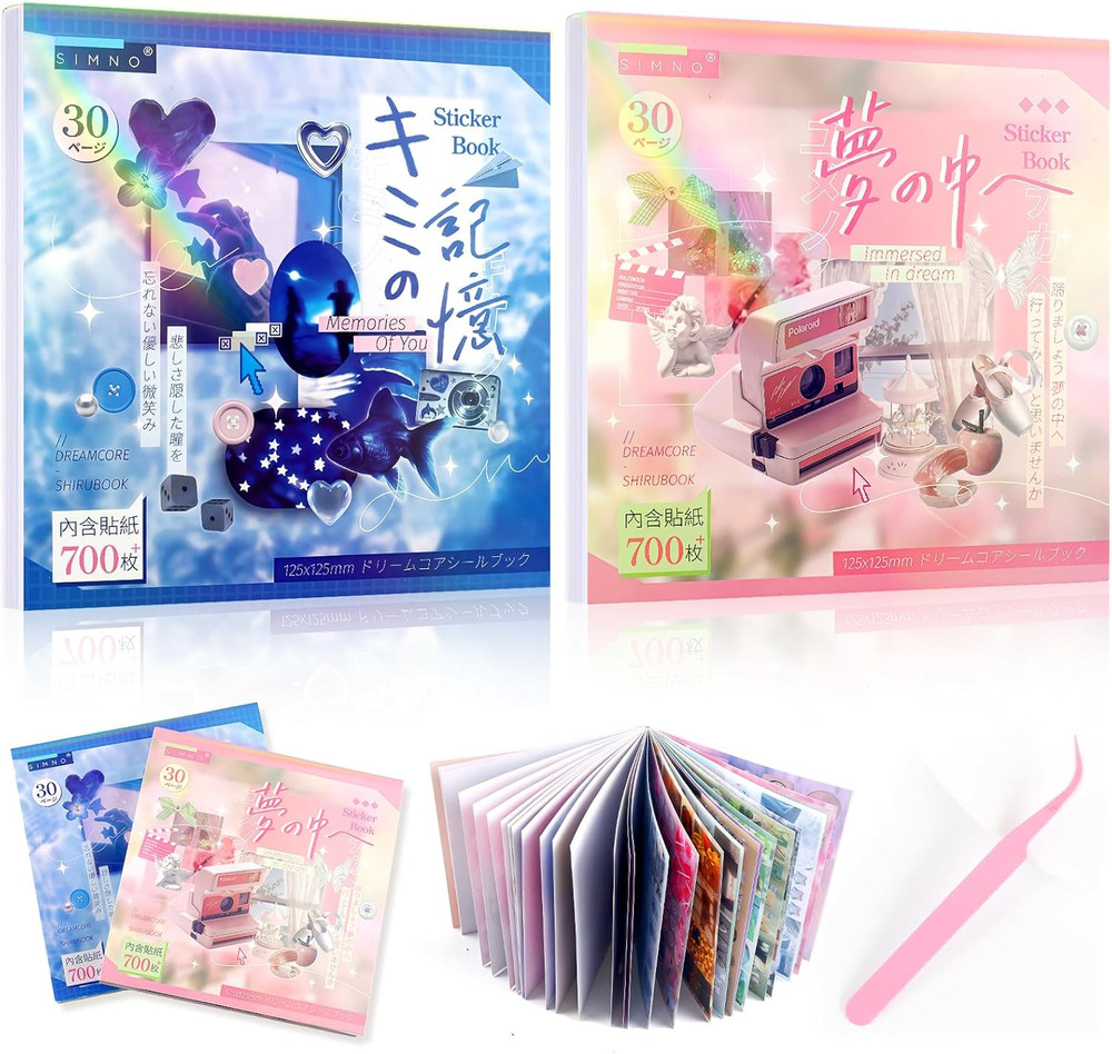 60 Sheets Japanese Sticker 700+Die Cut Glossy and Matte Stickers Kawaii Sticker