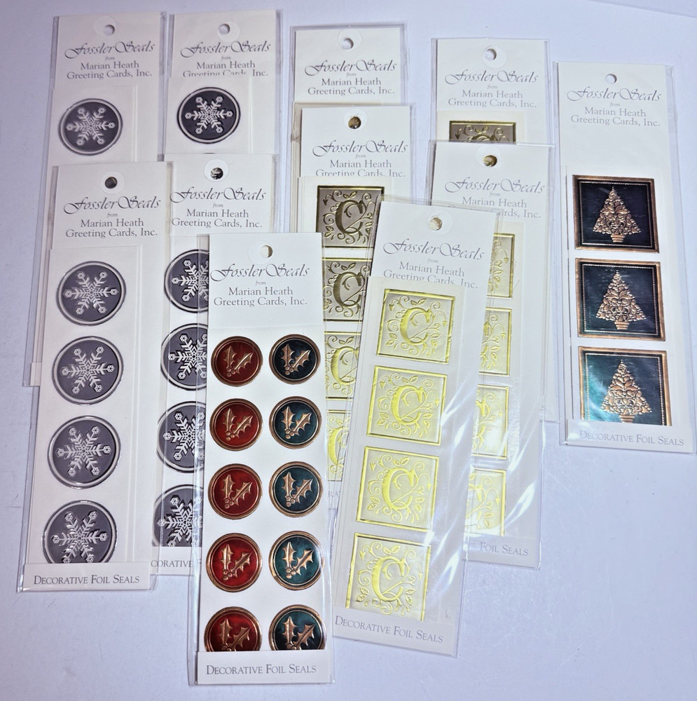 Fossler Seals From Marian Heath Stickers LOT «C» Christmas Tree Snowflake Holly