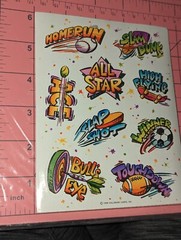 Vintage Hallmark Stickers sports sayings phrases, words 1 Sheet
