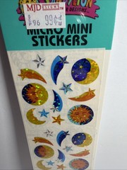 Vintage Sandylion Sun Moon Shooting Stars Celestial Stickers Prismatic 90s NEW