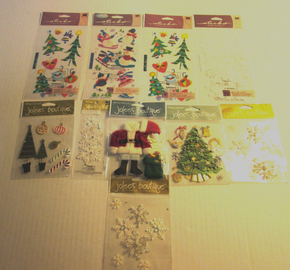 10 New Jolee’s Boutique & EK Sticko Winter Christmas Sticker Lot Scrapbook