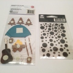 SandyLion Camping Stickers Cloud Rain Dots Dimensional Tent S’mores Fire Guitar