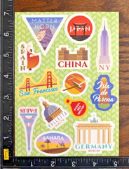 TRAVEL AROUND THE WORLD THEME, 3 SHEETS BEAUTIFUL STICKERS #VIAJE7
