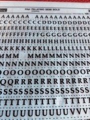 3 Letraset INSTANT LETTERING Transfer Letters 24 pt Palatino Semi-Bold NICE 3