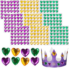 324 Pieces Mardi Gras Rhinestones Stickers for Crafts,Purple Green Gold Acrylic