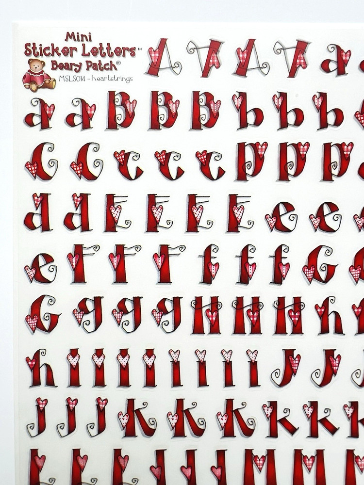 NIP Heart Strings Love Beary Patch Mini Sticker Letters 1/2″ vellum – FREE SHIP