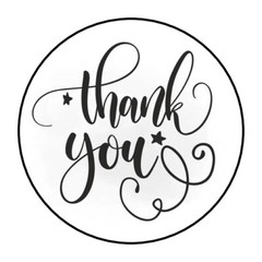 30 Pretty Thank You Envelope Seals Labels Stickers 1.5″ Round Black and White