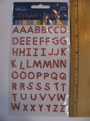 Mark Richards ALPHABET CRYSTAL STICKERS Red 1 Sheet NOS