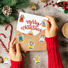 1000 Pcs Christmas Angel Stickers, 8 Designs, Self-Adhesive Decals for Parties
