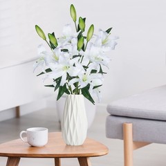 Lily Artificial Flowers Bulk 30” Long Stems 12 Silk Flower Heads Bouquet W