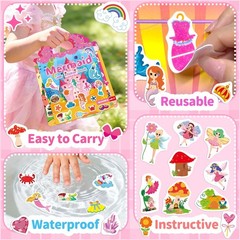 3 Reusable Jelly Sticker Books for Toddlers 3-6, Travel Activity Girls Toys