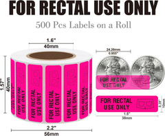 for Rectal Use Only Stickers 1.5″ X 0.375″ Fluorescent Red Stickers