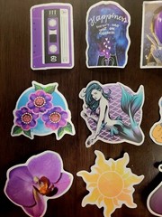 STICKERS x 10 Purple Inspiration Mermaid Flowers Sun Orchid Tape Eggplant 32A7