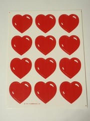 Lot 9 Sheets Vintage Hallmark Valentine Stickers: Hearts, Red Foil, Teddy Bear