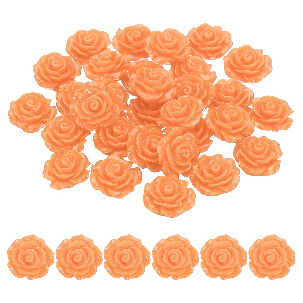20mm Rose Flower Resin Cabochon, 30 Pcs Mini Rose Flower Resin, Orange