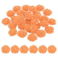 20mm Rose Flower Resin Cabochon, 30 Pcs Mini Rose Flower Resin, Orange