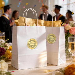 Graduation Class of 2026 Stickers 2 Inch 100Pcs Gold Embossed Graduation Cap Dip