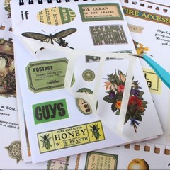 488PCS Vintage Scrapbook Stickers, 50 Sheets Precut Washi Stickers Book for J…