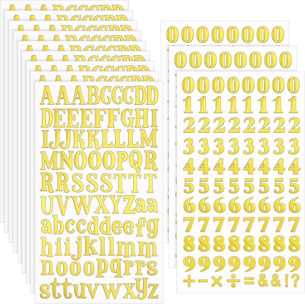 12 Sheets Gold Self Adhesive Alphabet Letter Stickers for Graduation Cap Small G