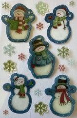 SNOWMAN EPOXY/VELLUM Stickers(18pc)Christmas~Snowflakes~Holiday~Glitter~Winter~