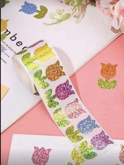 40 PCs 1×1.5” Laser Holographic Tulip Flower Stickers Scrapbook Journal Cards