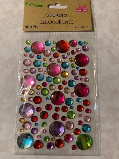 ADHESIVE GEMSTONES MULTI-COLOR MULTI-SIZE GEMSTONES 100PCS